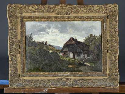 Emile LAMBINET (1815-1877)
Paysage avec maison...