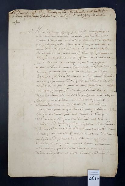 [Alsace] [Savoie] [Louis XIV]. Lettre manuscrite...