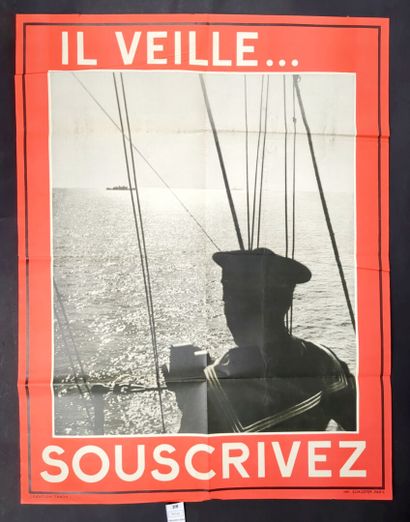 null [Seconde guerre mondiale]. Il veilleSouscrivez. Paris, Impr. Schuster, [1939]....