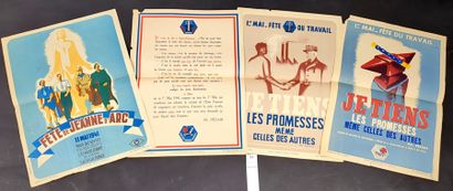 null [Seconde guerre mondiale]. [Maréchal Pétain]. Réunion de 4 affichettes de propagande(env....