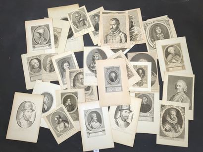 Réunion de 30 portraits gravés des XVIIe...