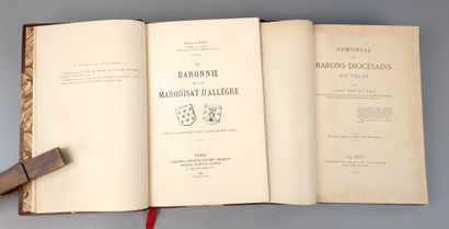 null [Auvergne] [Velay]. Réunion de 2 volumes:

1/ THEILLIERE (abbé). Armorial des...
