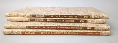 null [Dauphiné]. Lot de 4 rarissimes brochures de Barnave:

1/ (Pré-Révolution)....