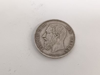null Pièce de 5 francs Belge en argent, Léopold II 1873.