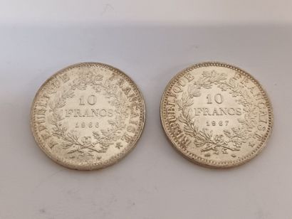 null Deux pièces de 10 francs "Hercule" en argent 1966, 1967