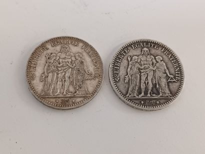 null Deux pièces de 5 francs, (A) 1873, et (A) 1875