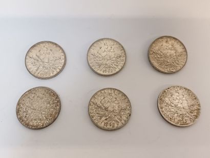 null 6 pièces de 5 francs "Semeuse" (1960, 1962, 1963, 1964)