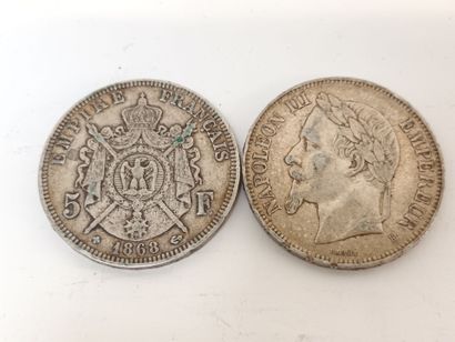 null Deux pièces de 5 francs Napoléon III 1868 (BB), 1870 (BB)