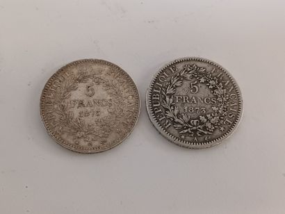 null Deux pièces de 5 francs, (A) 1873, et (A) 1875