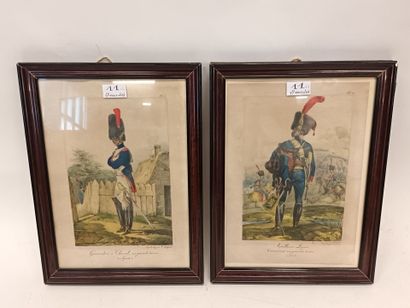 null Deux gravures napoléoniennes 19ème,
Vue : 33 x 23 cm