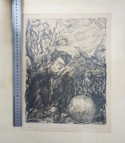null Luc Albert MOREAU (1882-1948). Etude pour un «Hommage à Rimbaud». Lithographie...