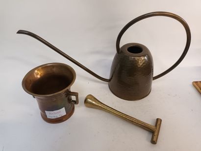 null Mortier en bronze joint arrosoir en métal martelé