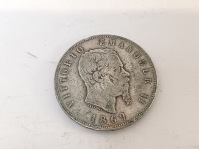 null Pièce de 5 Lires en argent, Vittorio Emanuele II, 1869