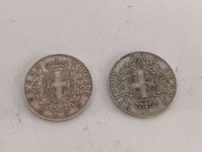 null Deux pièces de 5 lires, Vittorio Emanuele II, 1869 et 1872