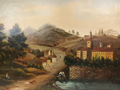 null RICHARD
Paysage animé, monastère en Autriche
Huile sur toile, signée (1865 ?)
55...