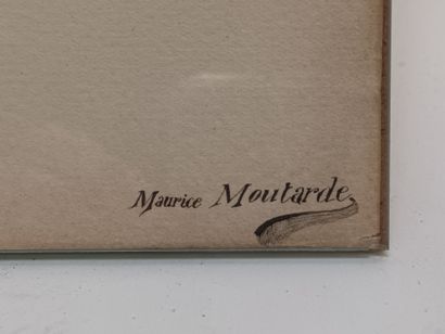 null Maurice MOUTARDE,
Anatomie masculine,
Pointe sèche sous verre, avec anotation...