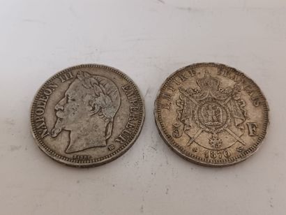 null Deux pièces de 5 francs Napoléon III 1868 (BB), 1870 (BB)