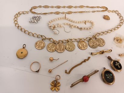 null Lot de bijoux fantaisie en métal et métal doré, dont petite montre, bracelet...