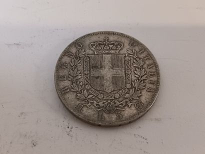 null Pièce de 5 lires en argent Vittorio Emanuele II, 1869