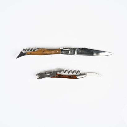 null Un couteau de type Laguiole deux pièces en acier inoxydable de 21 cm lame marquée...