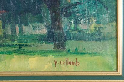 Paul COLLOMB Huile sur toile représentant un paysage arboré. Signé en bas à droite...