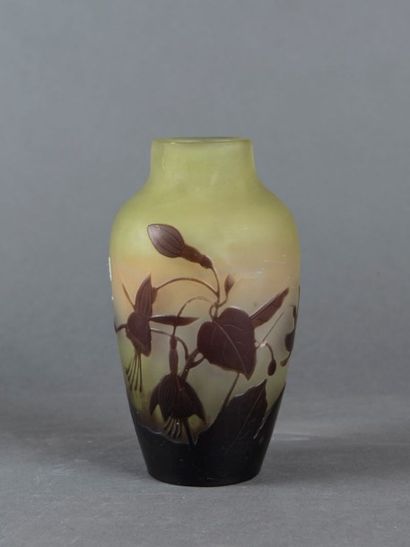 Émile GALLÉ (1846-1904) Vase de forme conique à col ouvert. Epreuve réalisée en verre...
