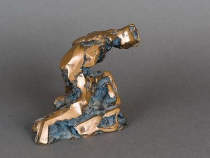 Jef FRIBOULET (1919-2003) Mourir à Madrid Epreuve en bronze doré et patine noir....