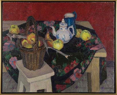 Louis CHARRAT (1903-1971) Nature morte à la panière de fruits Huile sur toile Signée...