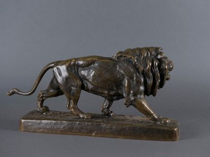 Louis VIDAL (1831-1892) Le lionSculpture en bronze à patine brune.Fonte d'édition...