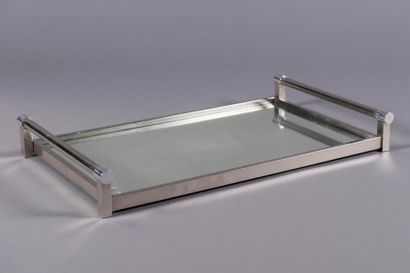 JACQUES ADNET (1900-1984) Plateau de forme rectangulaire, prise en verre, structure...