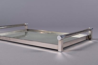 JACQUES ADNET (1900-1984) Plateau de forme rectangulaire, prise en verre, structure...