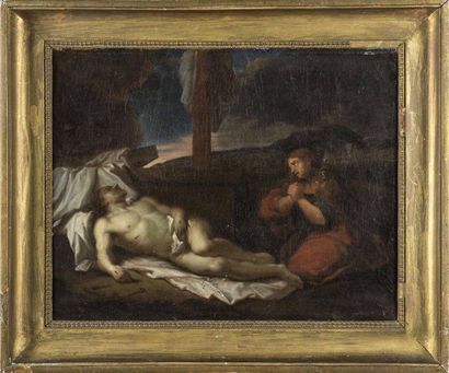 null Attribué à Sébastien BOURDON (Montpellier 1616-1671) Marie Madeleine au pied...