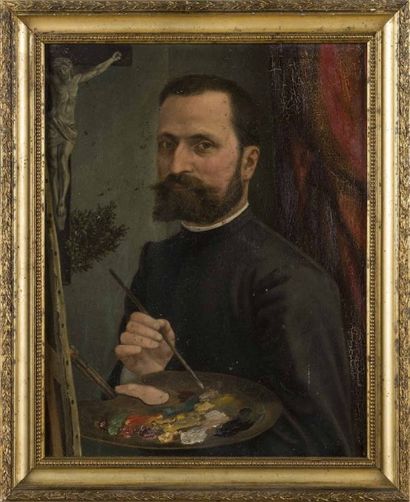 Ecole du 19ème siècle Autoportrait en peintre...