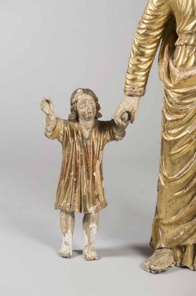 null Ecole française du 18ème siècle Saint Joseph et l'Enfant Jesus Sujet en bois...