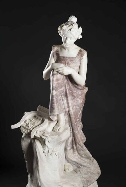 null Raffaello ROMANELLI (Florence 1858- 1926) Sappho au rocher de Leucade Sculpture...