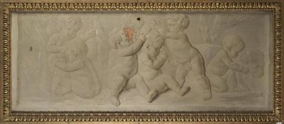null Entourage de Piat-Joseph SAUVAGE (1744 - 1818) Frise d'amours en trompe l'oeil...