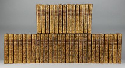 null VOLTAIRE. OUVRES. (Genève, 1775). 40 volumes in-8, veau porphyre, triple filets...