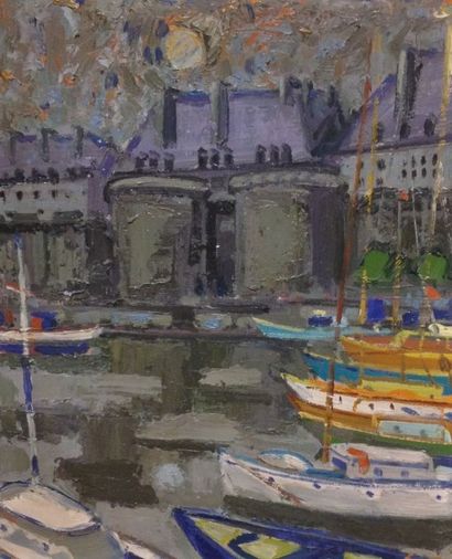 null Jean COUTY (1907-1991) Port de Saint Malo Huile sur toile Signée en bas à droite...