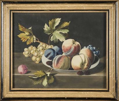 null J. T. PRIN... Ecole française vers 1820 Suite de six natures mortes fruits et...