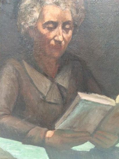 null Claudius LINOSSIER (1893-1953) portrait d'Hélène LINOSSIER lisant Huile sur...