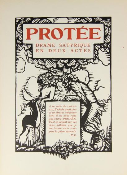 null CLAUDEL (Paul). Protée. Drame satyrique en 2 actes. 

Paris, Nrf, 1920. Illustrations...