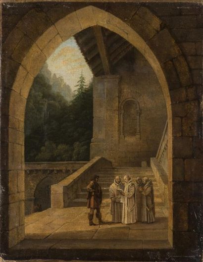 null Attribué à Marius GRANET (1775 - 1849) Prieur de la Charteuse de Voiron recevant...
