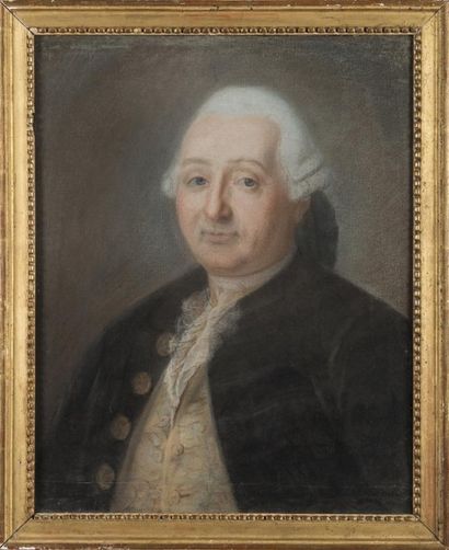 null Ecole française du 18ème siècle Portrait d'homme en habit à la française Pastel...