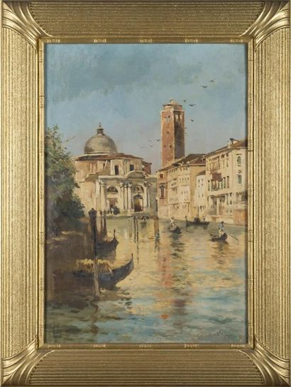 null Giuseppe ROSSI (école Italienne début XXème) Vue de Venise huile sur toile,...