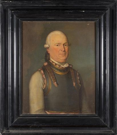 null Ecole anglaise du 18ème siècle Portrait d'homme à la cuirasse huile sur toile...