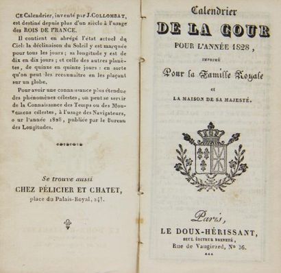 null CALENDRIER DE LA COUR pour l'année 1828, imprimé pour la famille Royale et la...