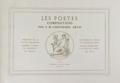 null CHENAVARD. Les poètes. Lyon, Louis Perrin, 1874. In folio oblong, demi basane...