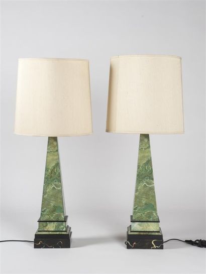 null Dans le goût de JANSEN (XXème siècle) Paire de lampes néo-classiques de forme...