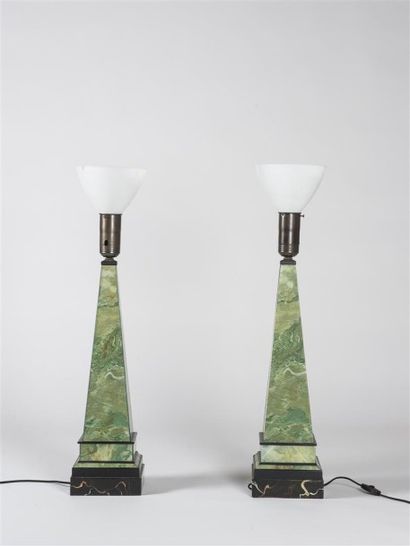 null Dans le goût de JANSEN (XXème siècle) Paire de lampes néo-classiques de forme...