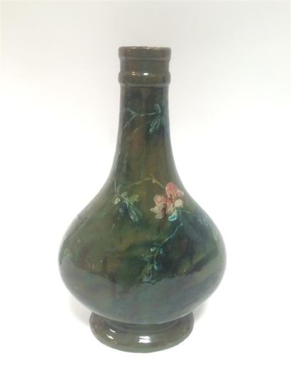 null Vase bouteille en barbotine Monogrammé DG H : 35,5 cm